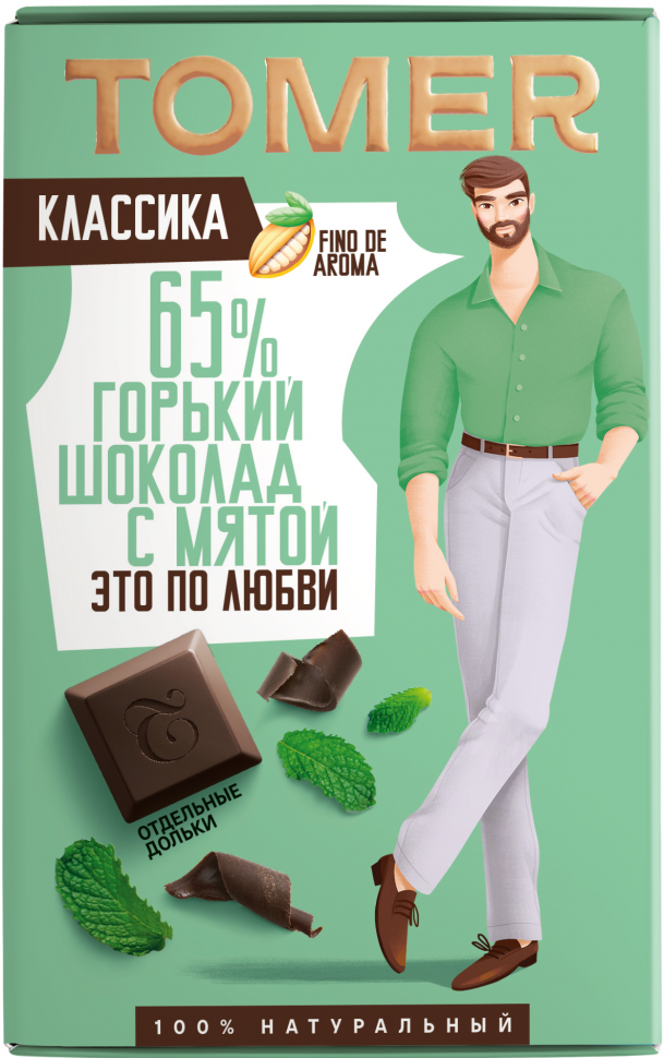  Фабрика Томер  Горький шоколад с МЯТОЙ, 90г в Благовещенске